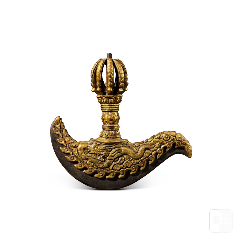 A gilt-copper alloy kartika (knife), Tibet or Nepal, 20th century
